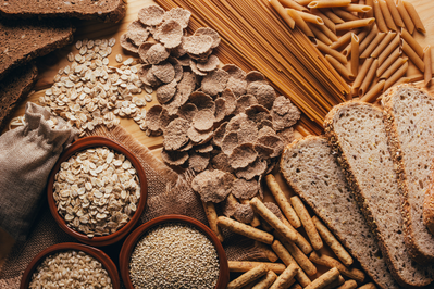 paleo friendly grain options, including brown rice pasta, rice, and oats
